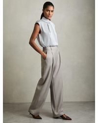 Reiss - Wool-Blend Wide-Leg Suit Trousers - Lyst