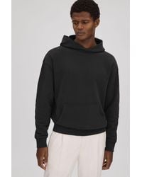 Reiss - Alexander - Washed Black Casual Fit Cotton Hoodie, S - Lyst