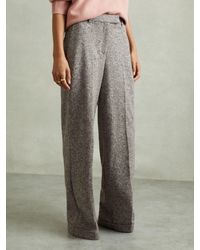 Reiss - Textured Wool Blend Wide Leg Suit Trousers - Lyst