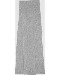 Reiss - Alderny - Soft Grey Cashmere Ribbed Scarf, One - Lyst