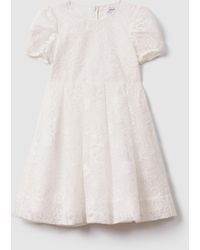 Reiss - Cotton Floral Lace Puff Sleeve Dress, Size: 13-14 Years - Lyst