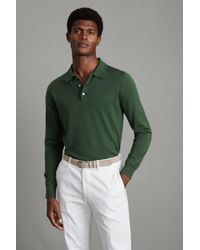 Reiss - Trafford - Hunting Green Merino Wool Polo Shirt, S - Lyst