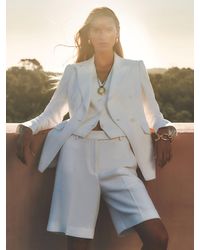 Reiss - Devon - White Linen-blend Bermuda Shorts, Us 12 - Lyst