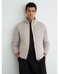 Reiss - Quilted Hybrid Zip-Through Jacket - Lyst