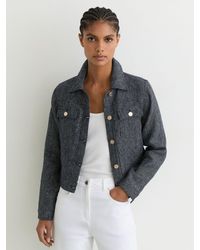 Reiss - Linen-Cotton Woven Trucker Jacket - Lyst