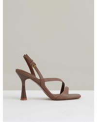 Reiss - Leather Cross-Strap Heeled Sandals - Lyst