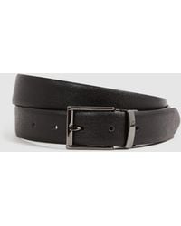 Reiss - Ricky - Black/dark Brown Reversible Leather Belt, 36 - Lyst