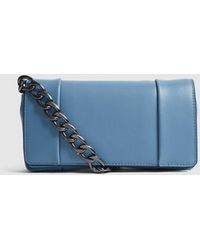 Reiss Alma Clutch - Small Leather Clutch Bag - Blue