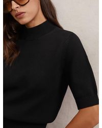 Reiss - Cotton And Wool Funnel-Neck Knit Top - Lyst