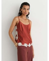 Reiss - Satin Floral-Lace Trim Cami Top - Lyst
