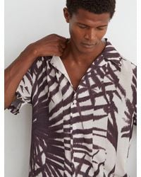 Reiss - Plissé Printed Cuban-Collar Shirt - Lyst