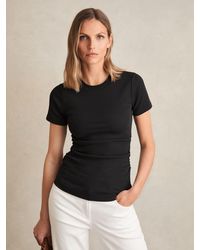 Reiss - Stretch-Cotton Ruched Ribbed T-Shirt - Lyst
