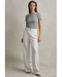 Reiss - Victoria - Grey Marl Cotton Blend Scoop Neck T-shirt - Lyst