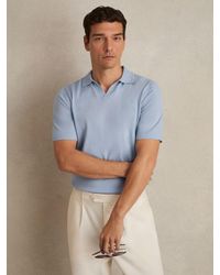 Reiss - Merino Wool Open Collar Polo Shirt - Lyst