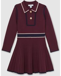 Reiss - Freya Berry Piped Knitted Skater Dress - Lyst