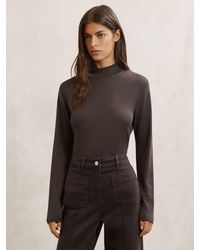 Reiss - Lyocell-Blend Funnel-Neck Top - Lyst