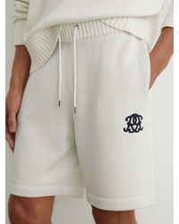 Reiss - Monogram-Embroidered Relaxed Knit Shorts - Lyst