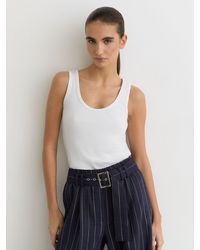 Reiss - Violet - White Stretch-cotton Ribbed Vest, S (us 4-6) - Lyst