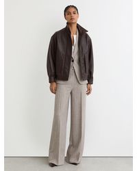 Reiss - Wide-Leg Textured Tailored Trousers - Lyst