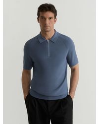 Reiss - Textured-Knit Half-Zip Polo Shirt - Lyst