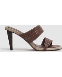 Reiss - Ruby - Tan Leather Strap Heeled Mules - Lyst