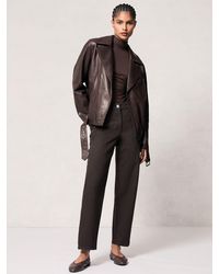 Reiss - Leather Biker Jacket - Lyst