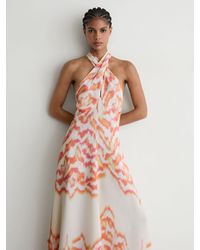 Reiss - Printed Halterneck Maxi Dress - Lyst