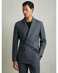Reiss - Regular-Fit Double-Breasted Sharkskin Wool-Blend Suit Blazer - Lyst
