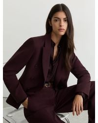 Reiss - Gabi - Berry Double-breasted Suit Blazer, Us 2 - Lyst