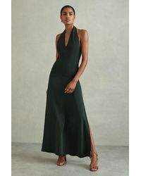 Reiss - Rene - Green Hybrid Knit Midi Dress, S - Lyst