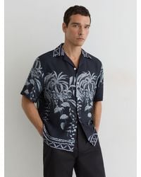 Reiss - Palm-Print Cuban-Collar Shirt - Lyst