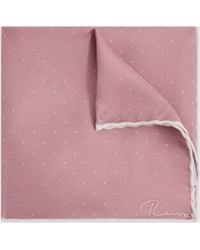 Reiss - Liam - Pink Polka Dot Silk Pocket Square, One - Lyst