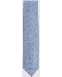 Reiss - Trevi - Sky Blue Silk Blend Textured Floral Print Tie - Lyst