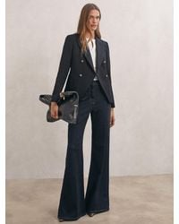 Reiss - Gigi - Navy Wool-blend Double-breasted Blazer, Us 8 - Lyst