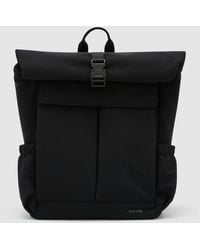 Reiss - Pascal - Black Technical Roll-top Backpack, One - Lyst