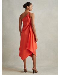 Reiss - One Shoulder Draped Midi Dress - Lyst