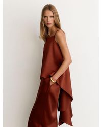 Reiss - Satin Structured Drape-Back Top - Lyst