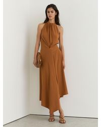 Reiss - Drape-Detail Sleeveless Midi Dress - Lyst