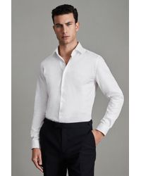 Reiss - Reg - White Remote Cotton Satin Cutaway Collar Shirt - Lyst