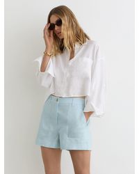 Reiss - Ashby - Light Blue Linen Shorts, Us 14 R - Lyst
