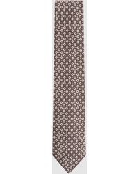 Reiss - Croce - Brown Melange Silk Medallion Print Tie, One - Lyst
