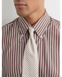 Reiss - Guyton - Brown Cotton Stripe Button-down Shirt Regular-fit, Us 14.5 R - Lyst