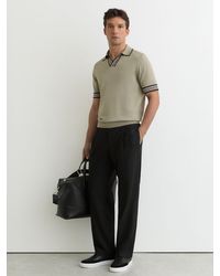 Reiss - Tipped Open-Collar Knitted Polo Shirt - Lyst