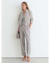 Reiss - Lottie Petite Cropped Bomber Jacket - Lyst