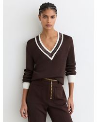 Reiss - Bead-Detail V-Neck Knitted Jumper - Lyst