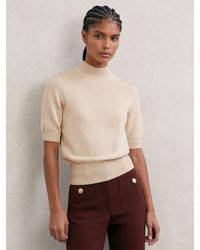 Reiss - Cotton And Wool Funnel-Neck Knit Top - Lyst