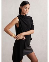 Reiss - Corinne - Black Cape Detail Top, Xs - Lyst