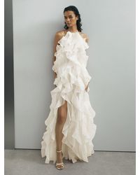 Reiss - Kiera - Off White Atelier Silk-organza Ruffle Maxi Dress, Us 4 - Lyst