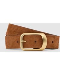 Reiss - Suede Curved-Buckle Belt - Lyst