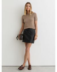 Reiss - Seema - Black Leather Welt-pocket Mini Skirt, Us 6 - Lyst